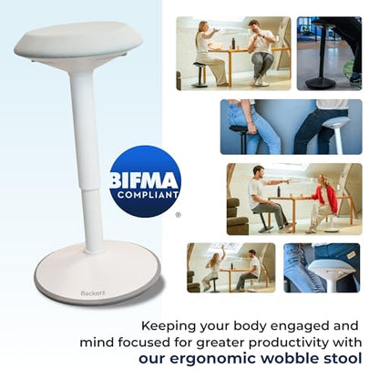 Standing Desk Stool Chair, Height Adjustable 16-24 inch for Office and Classroom, Swivel Base, Anti-Slip Bottom Ergonomic Wobble Stool with Rocking Motion, White - color: Matte White, size: 16-24 inch