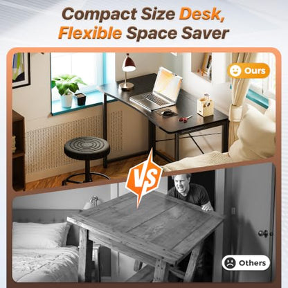 Huuger Folding Desk for Small Spaces, 39.4 Inch Foldable Computer Table - color: Black, size: 18.9"D x 39.4"W