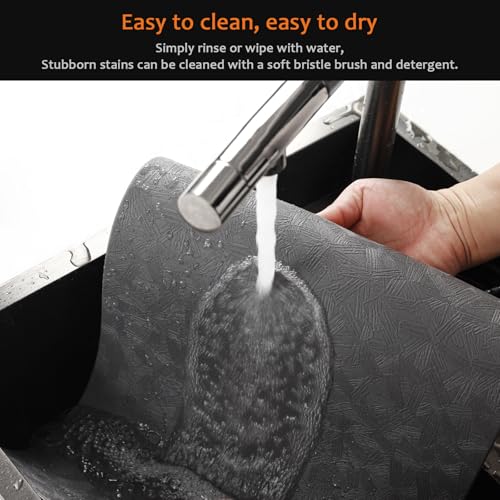 Gray Plastic Vinyl Placemats Set of 12, Waterproof Heat Resistant Table Mats,Faux Leather Wipeable Washable Easy Clean Non-Slip Place Mats for Indoor Outdoor(12,Gray) - color: Gray