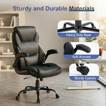 Brage Living Big and Tall Office Chair 400LBS, Heavy Duty High Back Leather