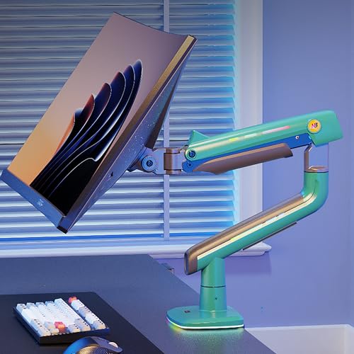 NB Gaming Monitor Arm or for 32 to 60 Inches Screen, Load up to 20 kg, VESA 75/100, RGB-Light, Heavy Duty, Multi Angle Adjustable, Premium Aluminum, Green - color: Oliver Green