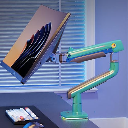 NB Gaming Monitor Arm or for 32 to 60 Inches Screen, Load up to 20 kg, VESA 75/100, RGB-Light, Heavy Duty, Multi Angle Adjustable, Premium Aluminum, Green - color: Oliver Green