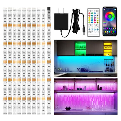 maylit 10 PCS RGB Under Cabinet Lights with App and Remote Control - size: 16.4FT without Motion Sensor