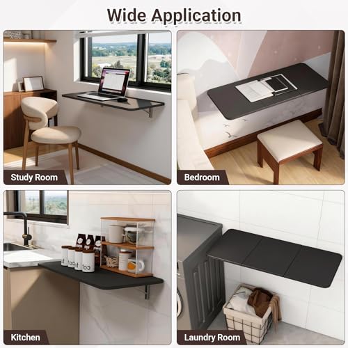 Neoaider Wall Mounted Folding Desk 35.4” x 15.7”, Black - color: Black, size: 35.4" x 15.7"