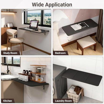 Neoaider Wall Mounted Folding Desk 35.4” x 15.7”, Black - color: Black, size: 35.4" x 15.7"