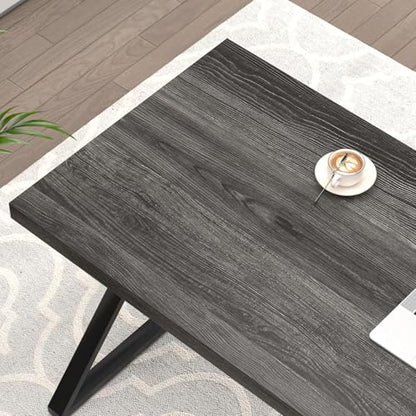 Modern Home Office Desk, Rustic Wood and Metal Computer Desk, Writing Study Gaming Table PC Desks for Living Room Bedroom, Industrial Dark Gray, 53 inch - color: Dark Gray, size: 53 Inch