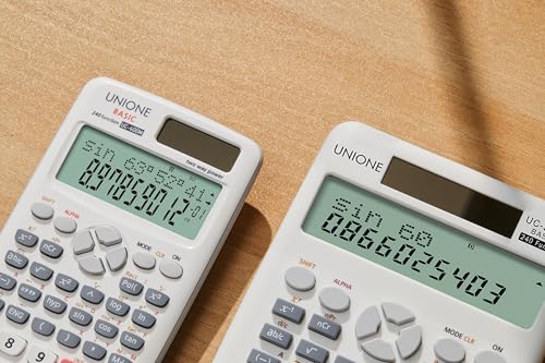 UNIONE Desktop (4.3 x 7inch) Scientific Calculator with 2-Line Display, 12-Digit LCD, Basic Caculator for Middle and High School Students College School Supplies (White-1) - color: WHITE-1