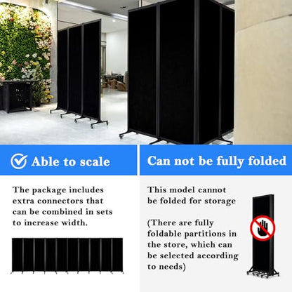 Room Partition 2.0 Upgrade Version, 6'L* 6'7"H,3 Panel,Black - color: Black, size: 3