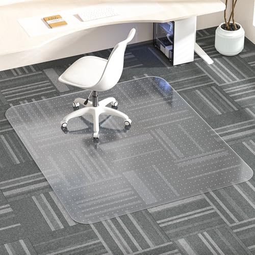 Office Chair Mat for Carpet, 48" X 48" Clear PVC Desk Chair Mat | Desk Chair Mat for Carpet Floors, Clear and Thick Carpet Chair Mats with Non-Slip Studded for Home and Office Low Pile Carpet - size: 48" X 48"