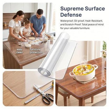 Clear Table Protector Plastic Cloths PVC Night Stand Table Cover Mat 17"x18" 1.5mm Thick Office Desk Mat Shelf Surface Protection Crystal Children Painting Cover Pad Transparent