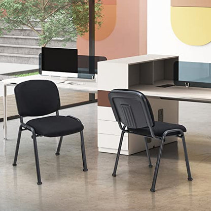 RELAX4LIFE Reception Waiting Room Chairs - Office Guest Chairs Set of 2 w/Ergonomic Backrest & Padded Seat, Armless Lobby Chair for Home Church Conference Meeting, Stackable Reception Chairs (2)