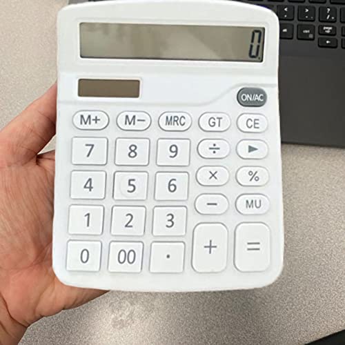 YOUHO Solar Battery Dual Power Standard Function Electronic Calculator with Large LCD Display - White - color: white