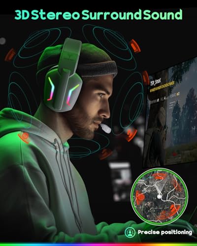 WESEARY Wireless Gaming Headset with Mic for Ps5, Ps4, PC| 3D Spatial Audio - color: White