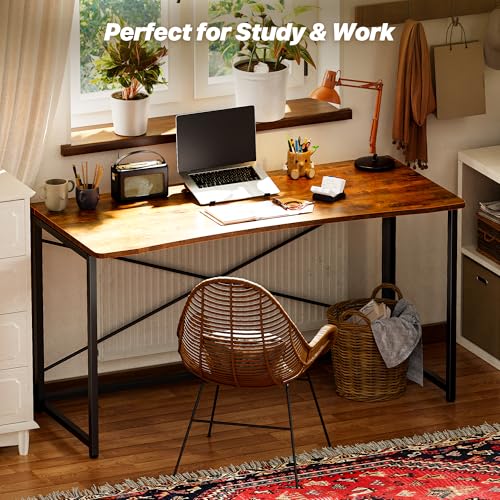 Huuger Folding Desk for Small Spaces, 47.2 Inch Foldable Computer Table - color: Rustic Brown, size: 18.9"D x 47.2"W