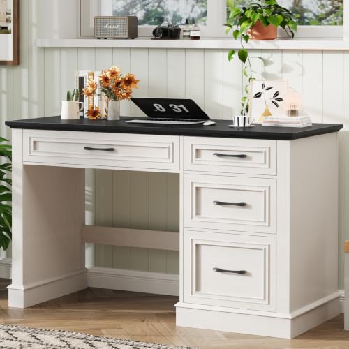 Halitaa Farmhouse 47" Executive Desk with File Drawer, Black Brown - color: Black, size: Style 2
