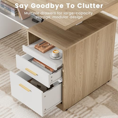 ModernMate 71" L Shaped Electric Standing Desk with 5 Drawers & CPU Storage