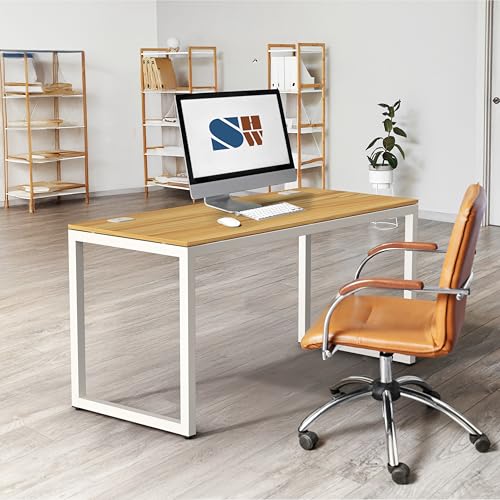 SHW 55-Inch Commercial-Grade Office Computer Desk, Oak - color: Oak, size: 55-Inch