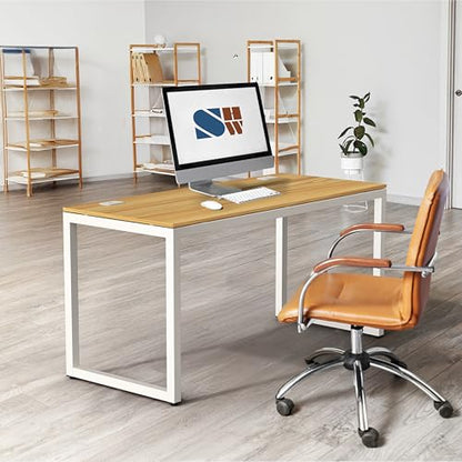 SHW 55-Inch Commercial-Grade Office Computer Desk, Oak - color: Oak, size: 55-Inch