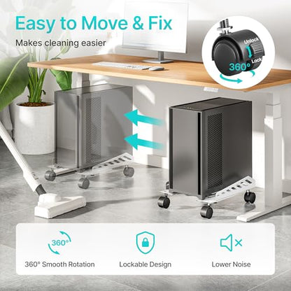 PEGZONE Adjustable PC Stand for Floor Ventilated CPU Cart,White - color: White