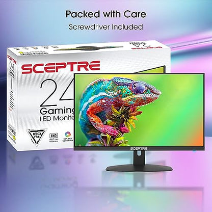 Sceptre Prime 24-inch Gaming Monitor 100Hz 1ms DisplayPort HDMI x2 100% sRGB AMD FreeSync Build-in Speakers, Eye Care Frameless Machine Black 2025 (E248W-FW100T) | 100Hz 1ms DisplayPort HDMI x2 100% sRGB AMD FreeSync Build-in Speakers, Eye Care Frameless
