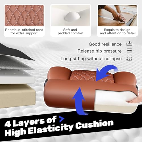 High Back Executive Office Chair - Ergonomic Computer Desk with Rocking Function, Leather Managerial with Adjustable Flip-Up Armrests and Lumbar Support - color: Brown, style: Without Footrest