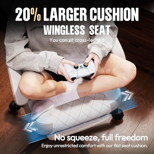 Dowinx Gaming Chair with Footrest, Ergonomic Desk Chair, Beige - color: Beige