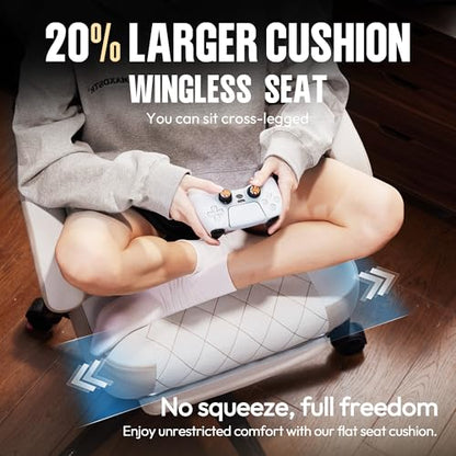 Dowinx Gaming Chair with Footrest, Ergonomic Desk Chair, Beige - color: Beige
