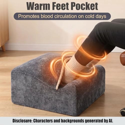 Keep Warm Foot Stool Foot Rest for Under Desk At Work | Office Footrest with Warm Feet Pocket,Ergonomic Under Deskfoot stool Stool for Office Chair & Back &Pain Relief, Dark gray+ - color: Dark Gray+