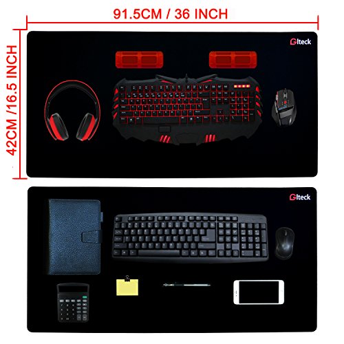 Large Mouse Pad, Gaming Mouse Mat, GLTECK XXXL Extended Large Size Mousepad, 36"" x16.5 Non-Slip Rubber Big Mouse Pad with Carrying Bag - color: Black, size: 16.5" x 36"