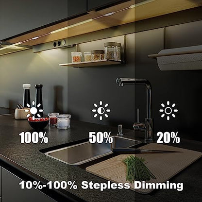 Under Cabinet LED Lights, Dimmable Under Cabinet Lighting, 4 Pack LED Lights for Kitchen Under Cabinet, Under Counter Light Natural White 4500K - color: Natural White, size: 4*12 Inch