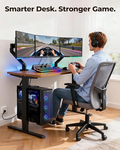 TOPSKY Dual Motor Electric Standing Desk Frame, Height Adjustable Sit Stand Base for Home Office, Fits Table Tops up to 70.8 x 31.5 Inch, 225 lb Capacity (Black, with CPU Stand) | • Dual motors support 225 lbs quietly •Height 27.6"-47.3", width 43"-59" •