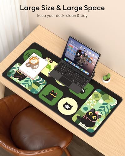 Mouse Pad 31.5x15.7in Large Desk Mat Non-Slip for Office - color: Cute Kitty, size: 31.5" x 15.7"