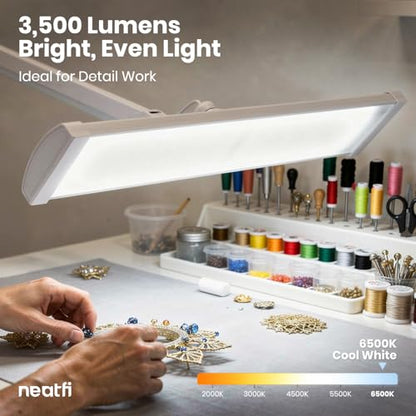 Neatfi Ultra 3,500 Lumens LED Desk Lamp w/Clamp, 26-Inch, Non-CCT (White) - color: White, size: 26-Inch Wide Shade