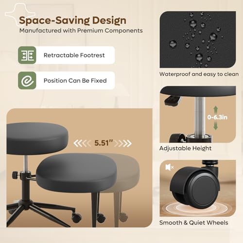 Extra Wide ADHD Cross Legged Office Chair, 360° Swivel Kneeling Meditation | Extra-wide cross-legged kneeling chair with reversible seat, 360° swivel, adjustable height—for ADHD, meditation & comfort - color: Pu Black