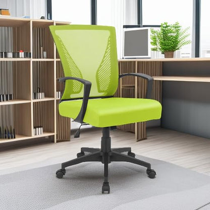 Furmax Office Chair Ergonomic Computer Desk Mesh Chair Mid Back Swivel Lumbar Support with Armrest (1, Cyan) - color: Cyan