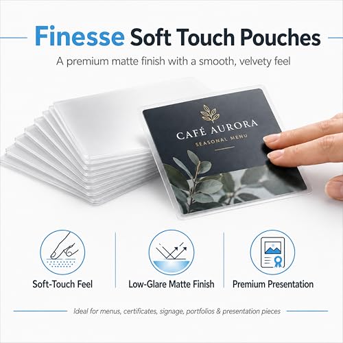 Apache Letter Size Finesse Laminating Pouches, 5 Mil, 50 Pack, Satin Soft Touch Matte-Like Finish, Holds 8.5x11 Inch Projects (9x11.5" Pouch Size), Thermal Laminator Laminating Sheets, Specialty Line - size: LETTER FINESSE 5mil 50 Pack Specialty