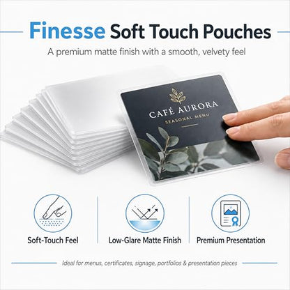 Apache Letter Size Finesse Laminating Pouches, 5 Mil, 50 Pack, Satin Soft Touch Matte-Like Finish, Holds 8.5x11 Inch Projects (9x11.5" Pouch Size), Thermal Laminator Laminating Sheets, Specialty Line - size: LETTER FINESSE 5mil 50 Pack Specialty