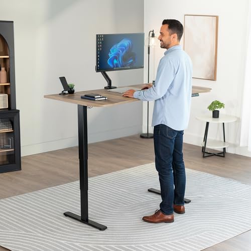 VIVO Reclaimed Wood 63 x 32 in Standing Desk, DESK-KIT-2EBP - color: Reclaimed Wood Top / Black Frame, size: 63 x 32 inch