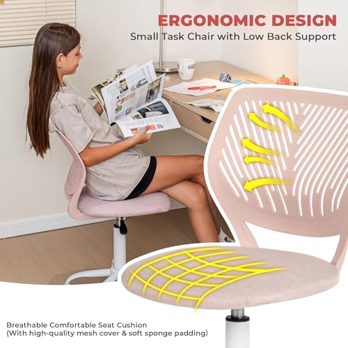 Homy Casa Ergonomic Adjustable Chair with Swivel Base and Cushioned Backrest for Kitchen Counter Dining Island and Home Lounge (Soft Pink) - color: Soft Pink