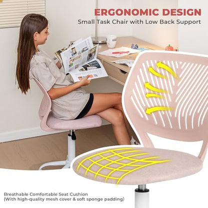 Homy Casa Ergonomic Adjustable Chair with Swivel Base and Cushioned Backrest for Kitchen Counter Dining Island and Home Lounge (Soft Pink) - color: Soft Pink