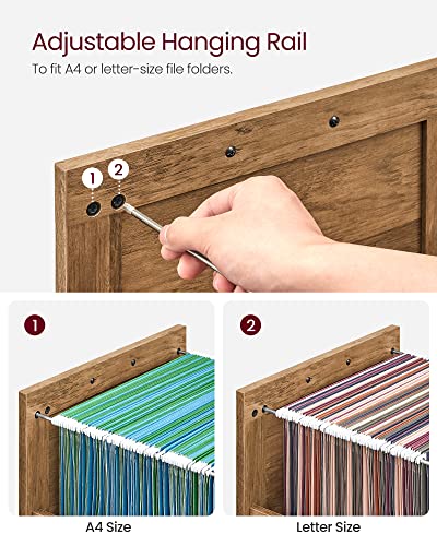 VASAGLE File Cabinet, Filing Cabinet with 2 File Drawers, Printer Stand, Fit A4, Letter Size, Hanging File Folders, Modern Farmhouse Style, for Home Office, Honey Brown UOFC048T41 - color: Honey Brown, style: 2 Drawers