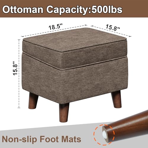 FAGAGA Storage Ottoman with Adjustable Cover, Soft Step Stool - color: Brown, size: 15.8"D x 18.5"W x 15.8"H