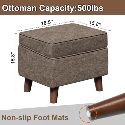 FAGAGA Storage Ottoman with Adjustable Cover, Soft Step Stool - color: Brown, size: 15.8"D x 18.5"W x 15.8"H
