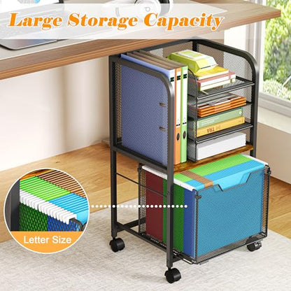 Feyejade 5-Tier Rolling File Cart Cabinet Under Desk Storage Organizer - size: 5-Tier