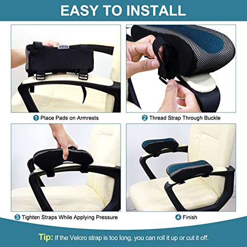 Office Chair Armrest Pads, Cooling Gel Computer Chair Arm Pads, Memory Foam Ergonomic Armrest Cushion for Gaming (2 Pack)
