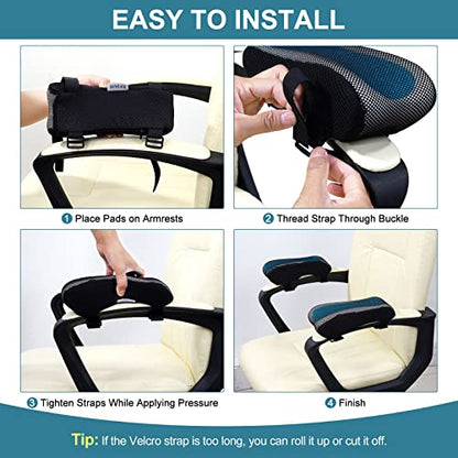 Office Chair Armrest Pads, Cooling Gel Computer Chair Arm Pads, Memory Foam Ergonomic Armrest Cushion for Gaming (2 Pack)