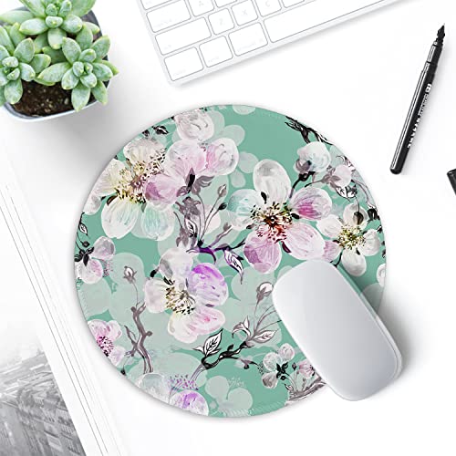 ITNRSIIET Round Mouse Pad with Stitched Edge Premium-Textured Waterproof Non-Slip Rubber Base Desktop Protection Mat Diameter 8.7 inches, Beautiful Flower Art - color: Beautiful Flower Art