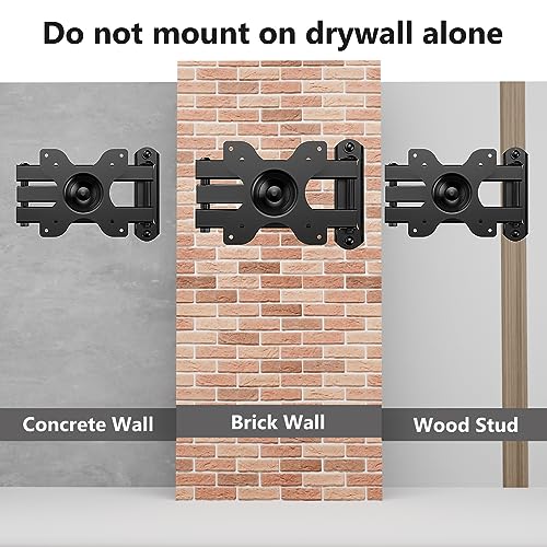 WALI TV Wall Mount Articulating LCD Monitor Full Motion 15 inch Extension Arm Tilt Swivel for Most 13 to 32 inch LED TV Flat Panel Screen with Mounting Holes up to 100x100mm (1330LM), Black | Monitor Wall Mount up to 33lbs, VESA 75/100, Articulating Tilt/