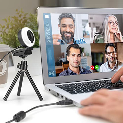 Aluratek 2K HD Ring Light Webcam with Auto Focus w/Tripod - style: AWCL2KFR