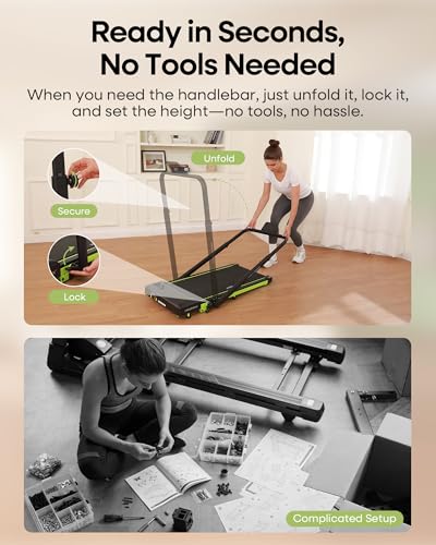 Walking Pad Treadmill with Incline and Height Adjustable Handle Bar | Small Foldable Treadmills for Home,3.0HP Under Desk Walking Pad,300lbs Capacity,Compact Quiet for Apartment Office